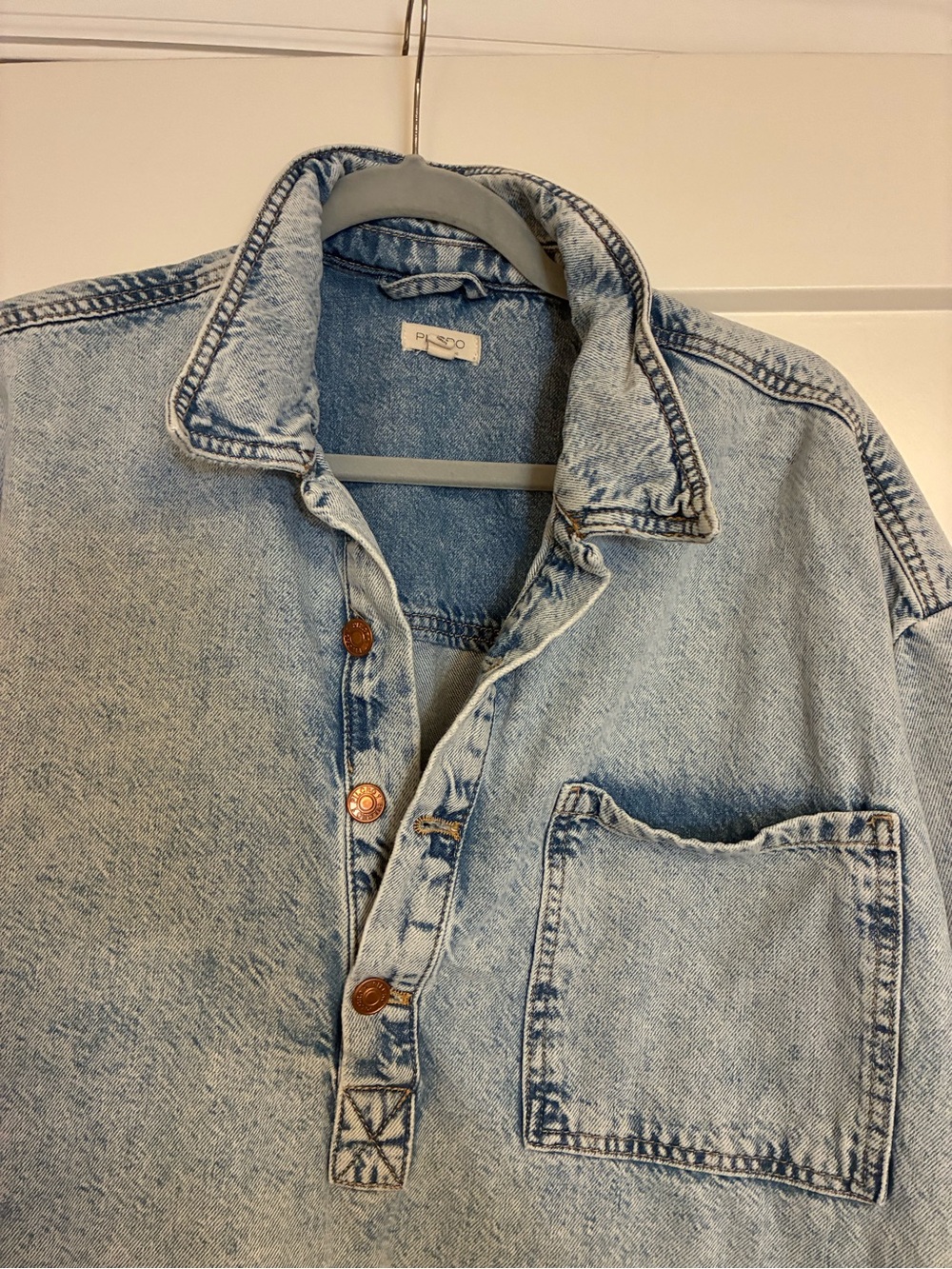 Anthropologie PILCRO Light Wash Denim Pullover Shirt 🤩 - Picture 2 of 8